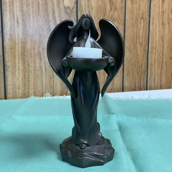 PartyLite Bronze Angel candle holder